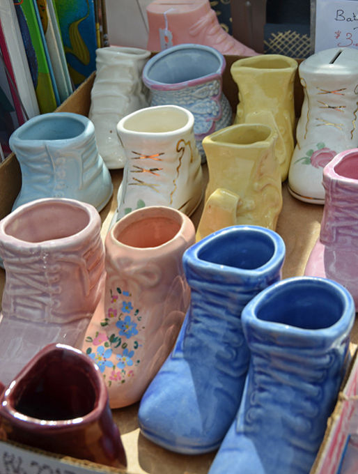 Vintage baby shoe planters