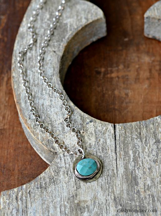 Petite turquoise sterling silver necklace by Cindy Wimmer